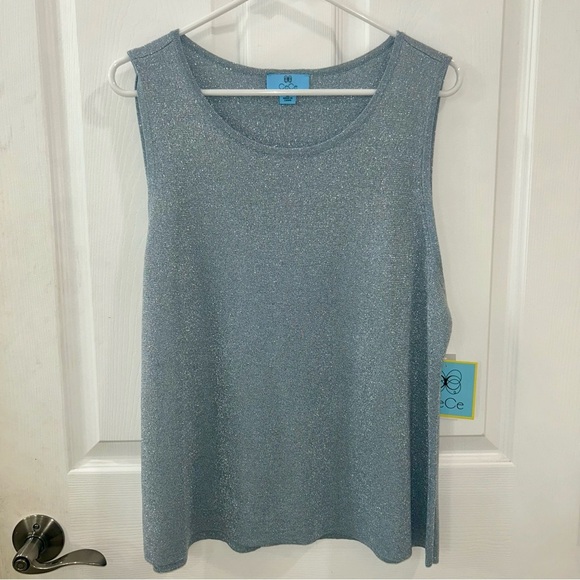 CeCe Tops - NWT CeCe light blue sleeveless tank top shirt tunic pullover casual size XL